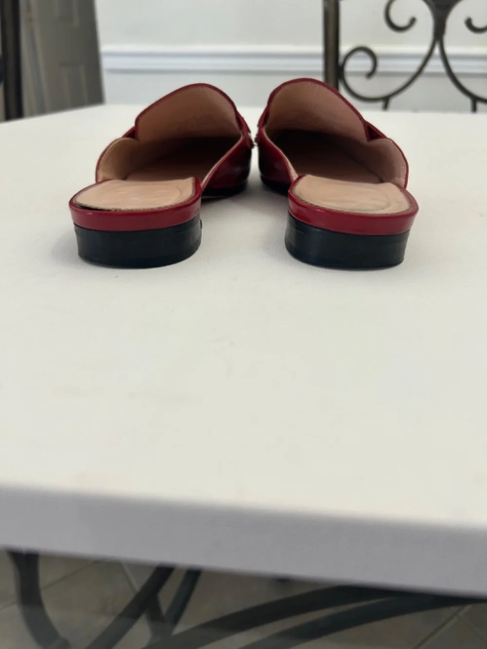 J.Crew Academy Penny Loafer Mule in cherry/apple red patent leather. size 6.5 - Picture 6 of 9